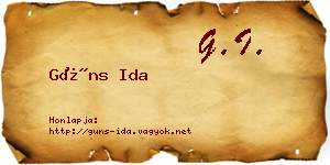 Güns Ida névjegykártya